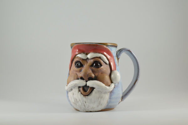 handmade santa claus mug from gatlinburg tn pottery studio